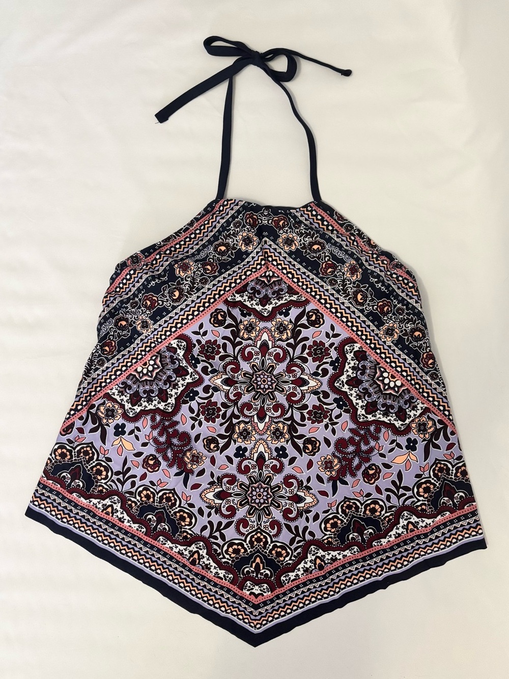 Kona Sol Women’s Lavender Floral Paisley Halter Tank Swim Top, Size:L(12/14),NWT